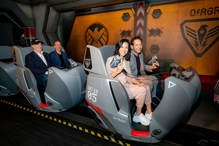 Paul Rudd and Jessica Hsuan on Ant-Man and The Wasp: Nano Battle! at Hong Kong Disneyland