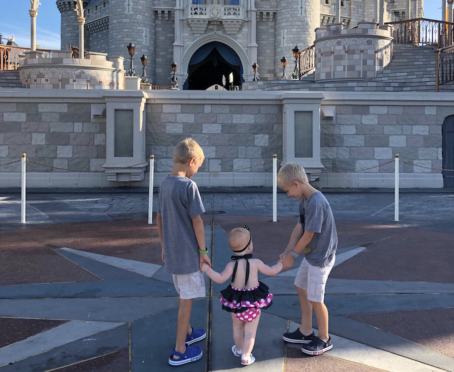 Kids in front of Cinderella Castle