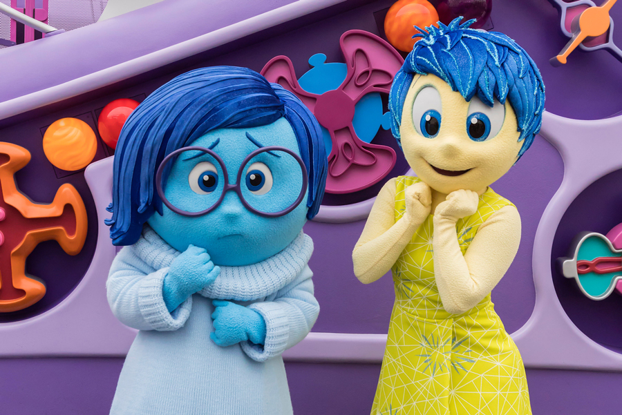 Joy and Sadness from "Inside Out" at Pixar Pier in Disney California Adventure Park