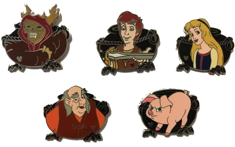 Disney 2010 The Black Cauldron Horned King Taran Hen Wen Hidden Mickey 5 Pin Set