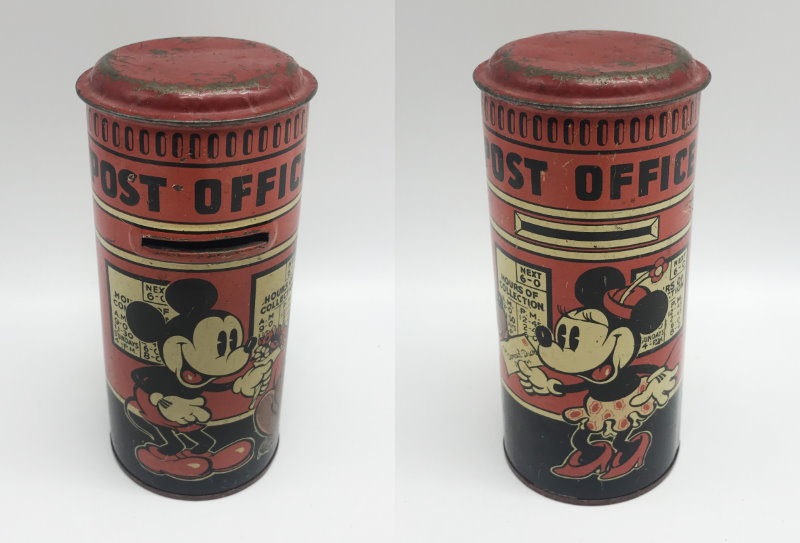 mickey mouse tin post box money box