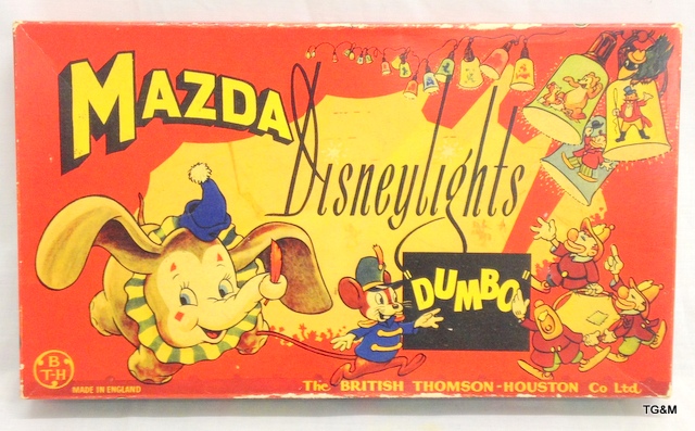 A set of Vintage Dumbo Disney lights by Mazda circa 1950's in original box