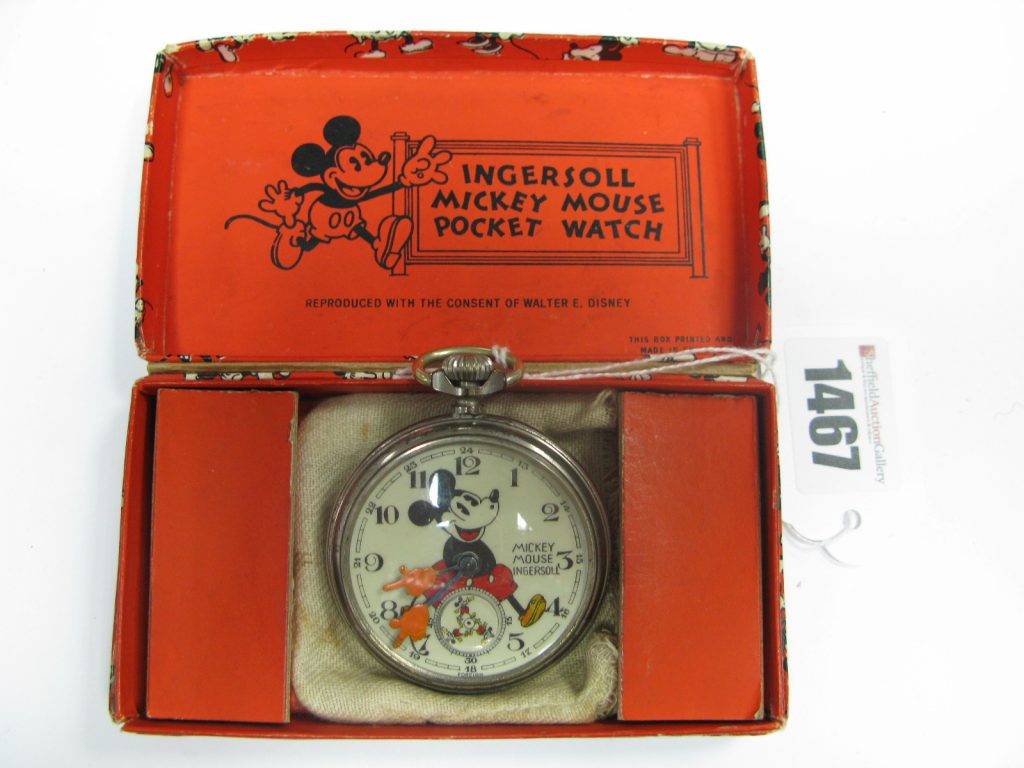Vintage Mickey Mouse Novelty Openface Ingersoll Pocketwatch