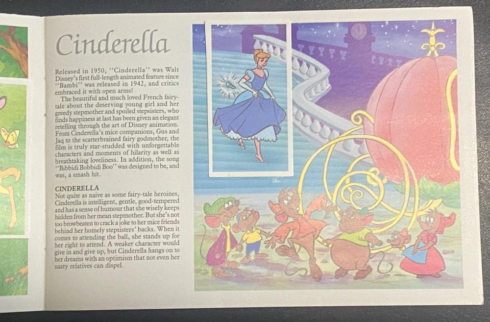Cinderella cards and page from Magical World of Disney PG Tips Card Collection