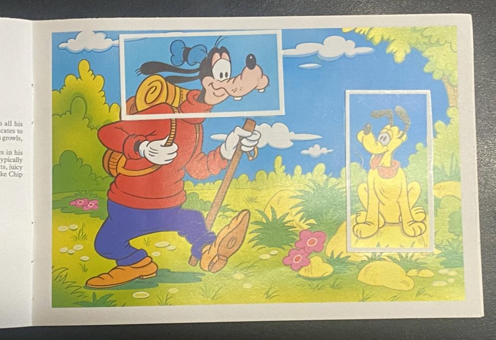 Goofy and Pluto cards and page from Magical World of Disney PG Tips Card Collection