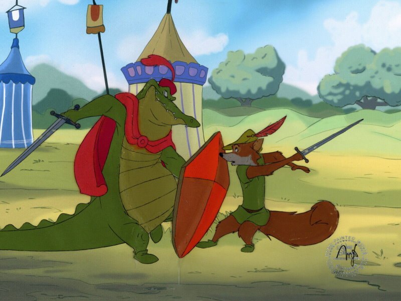 Disney Robin Hood and Captain Crocodile-Original Production Cel 1973