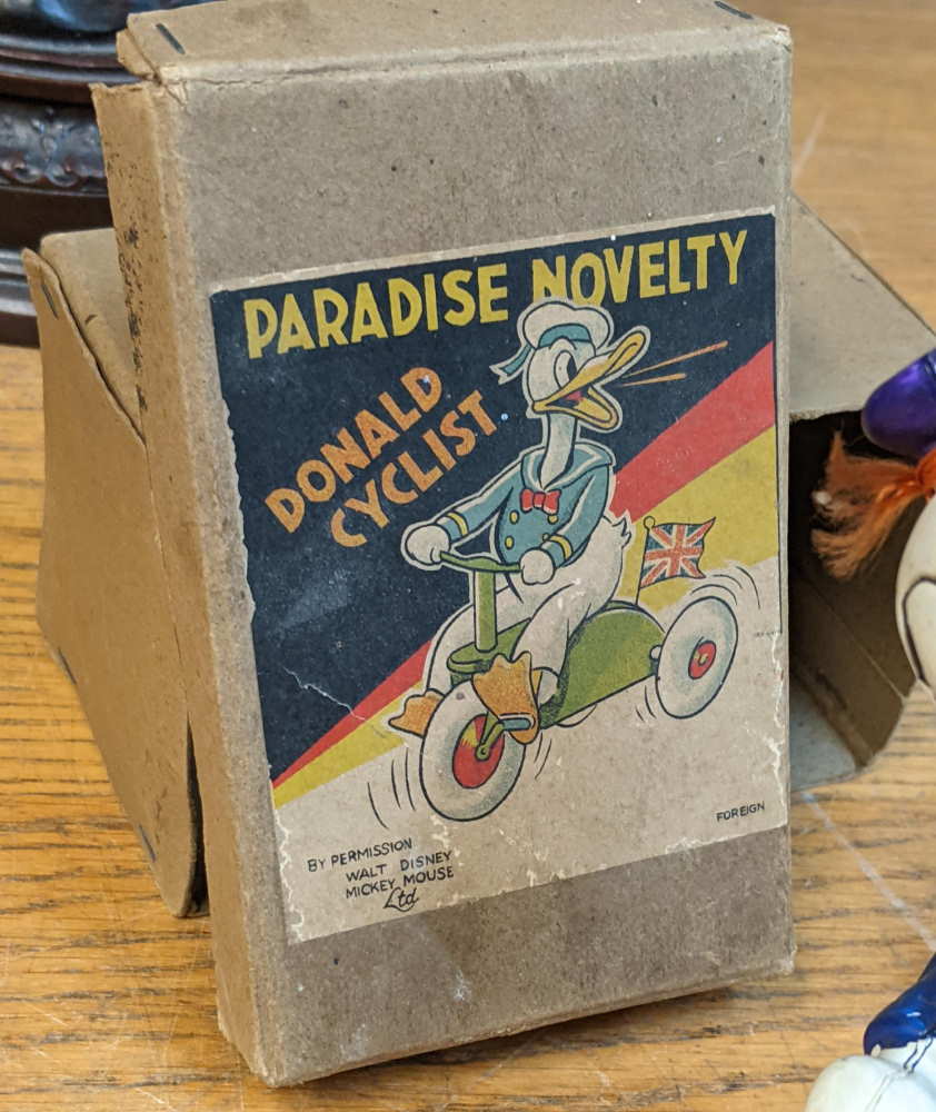 Box for 1930s Japanese Paradise Novelty Donald Duck Cyclist